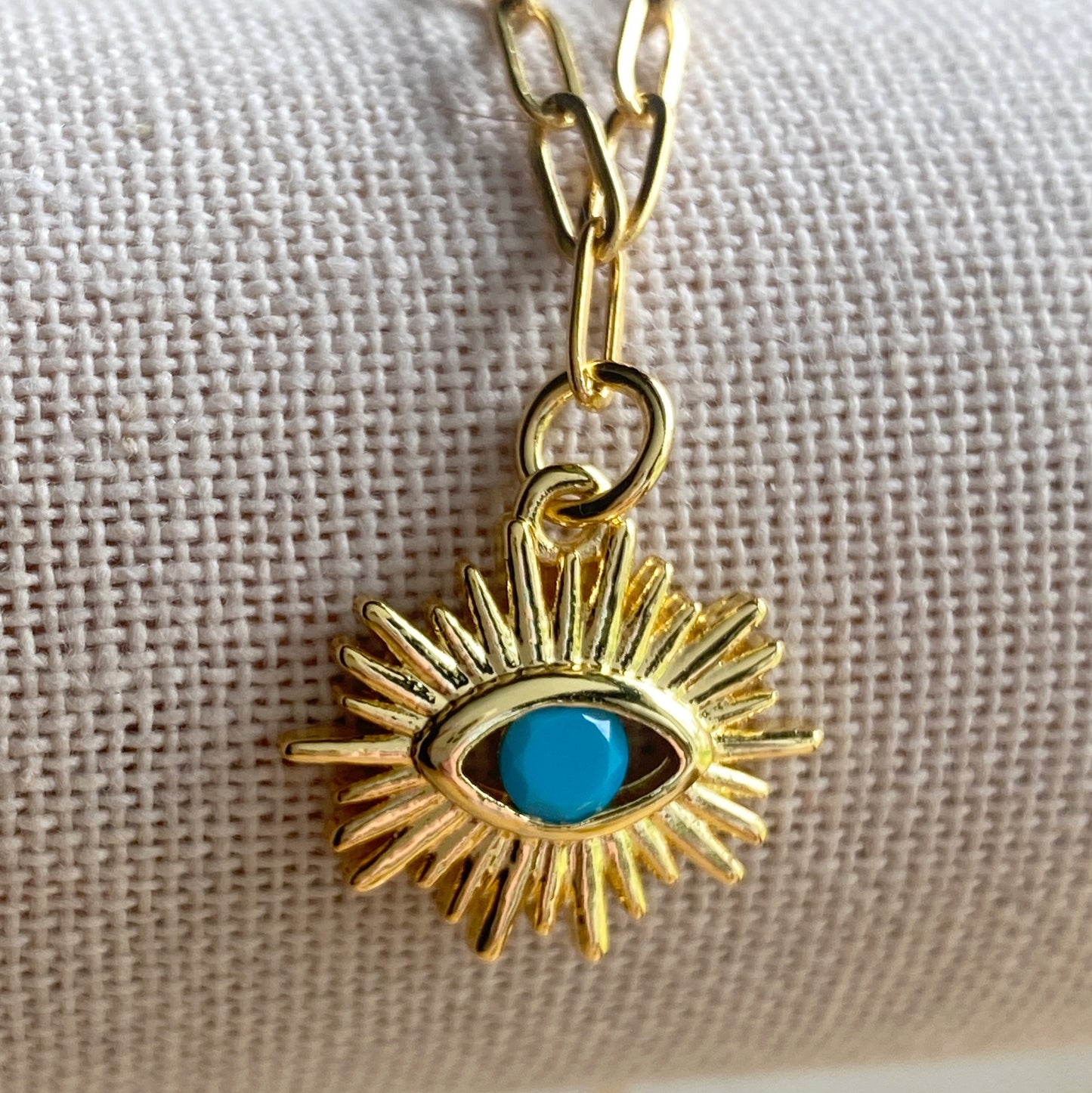Eye Of Protection Gold Turquoise Evil Eye Dainty Paperclip Chain Jewelry
