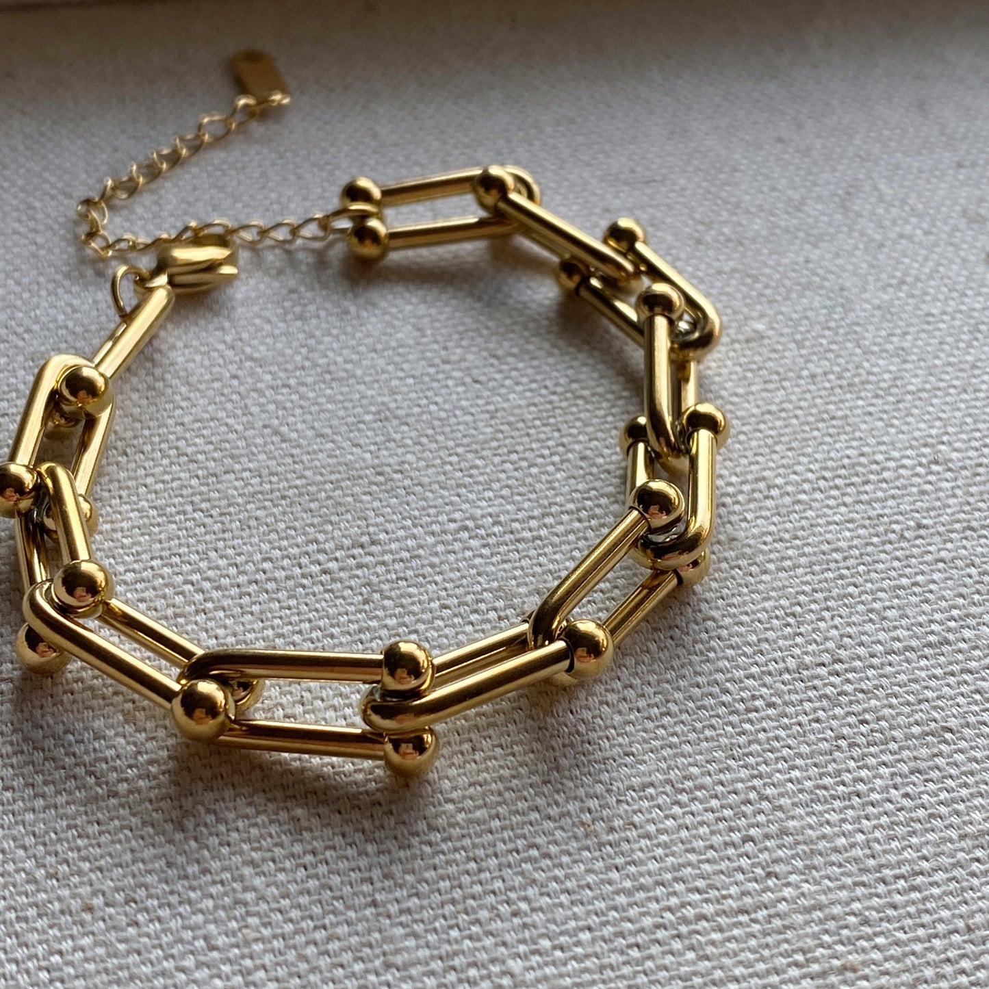 Chunky Gold Bracelet Horseshoe Chain Stainless Steel Waterproof Jewelry