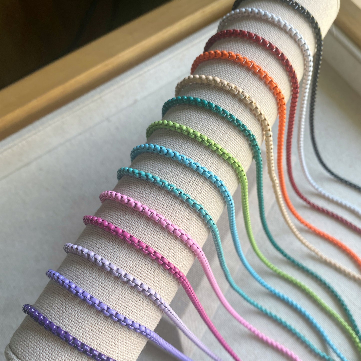 Enamel Box Chain Anklet Colorful Summer Adjustable Jewelry