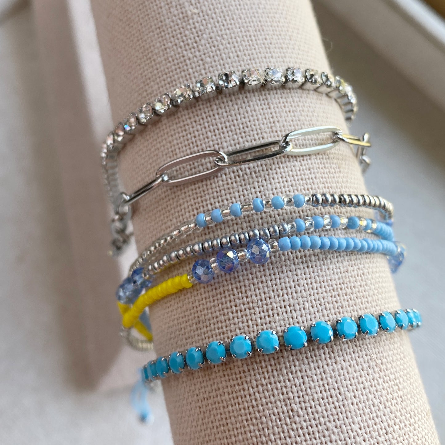 Blueberry Lemonade Seed Bead Adjustable 3 Strand Bracelet