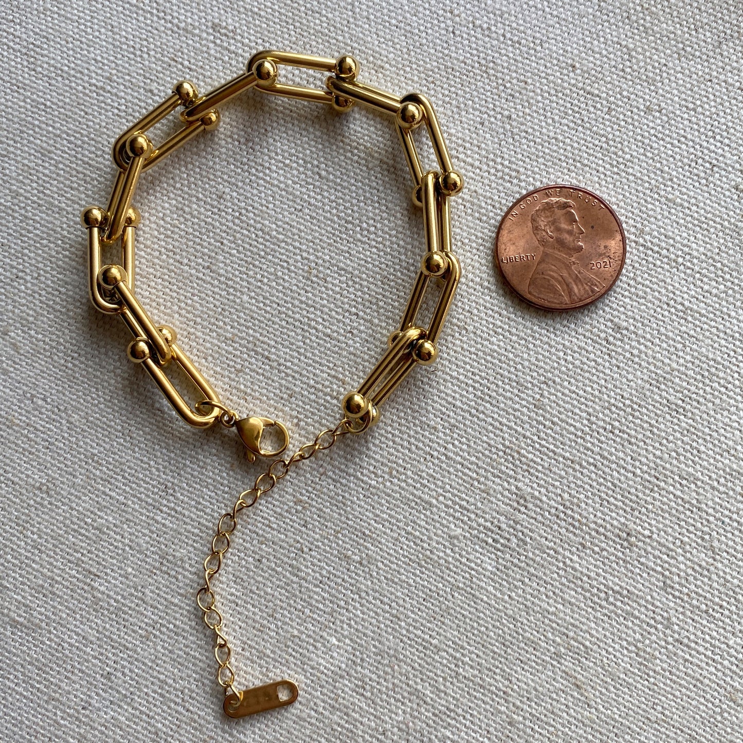 Chunky Gold Bracelet Horseshoe Chain Stainless Steel Waterproof Jewelry