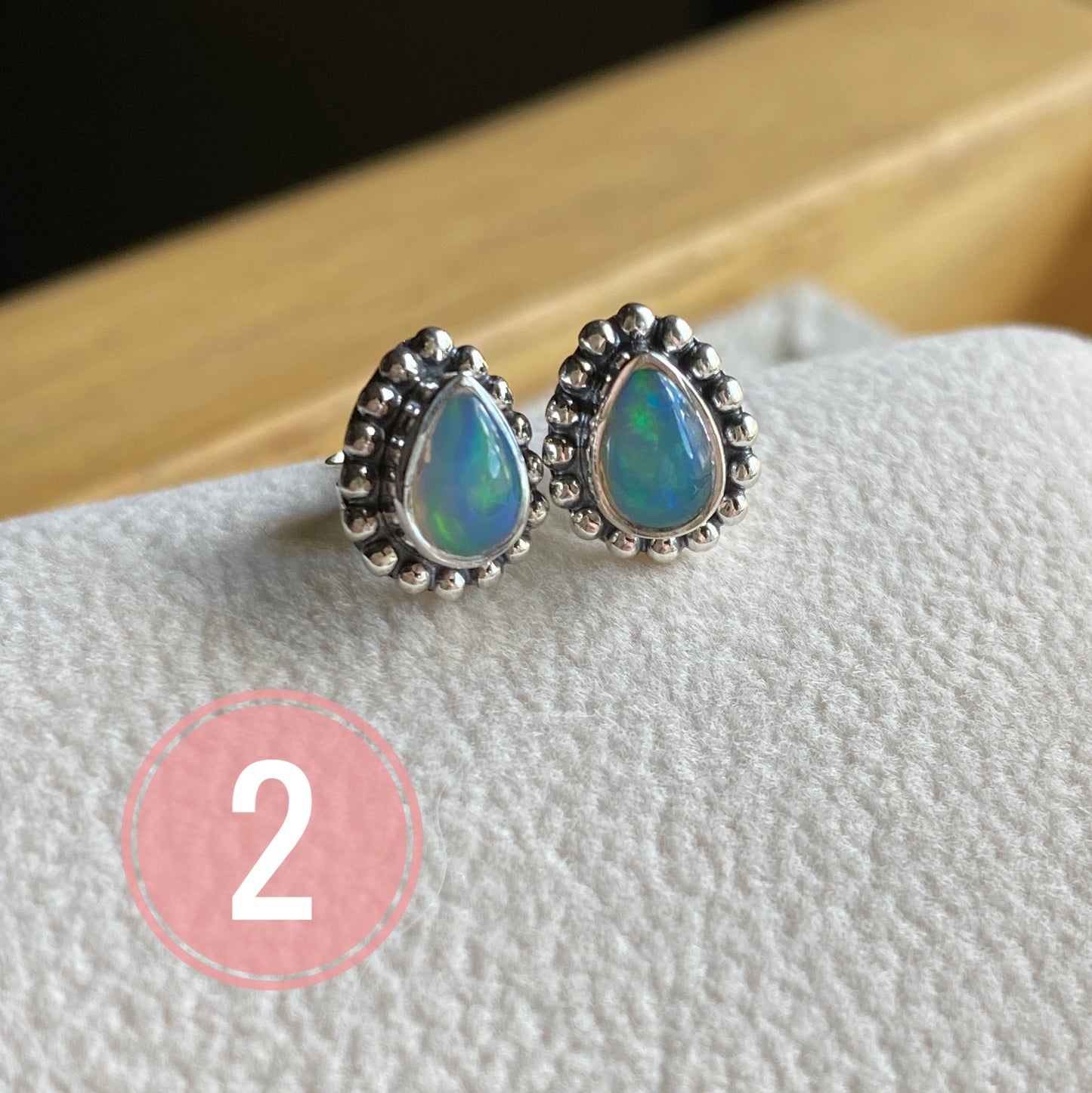 Natural Opal Stud Earrings Sterling Silver