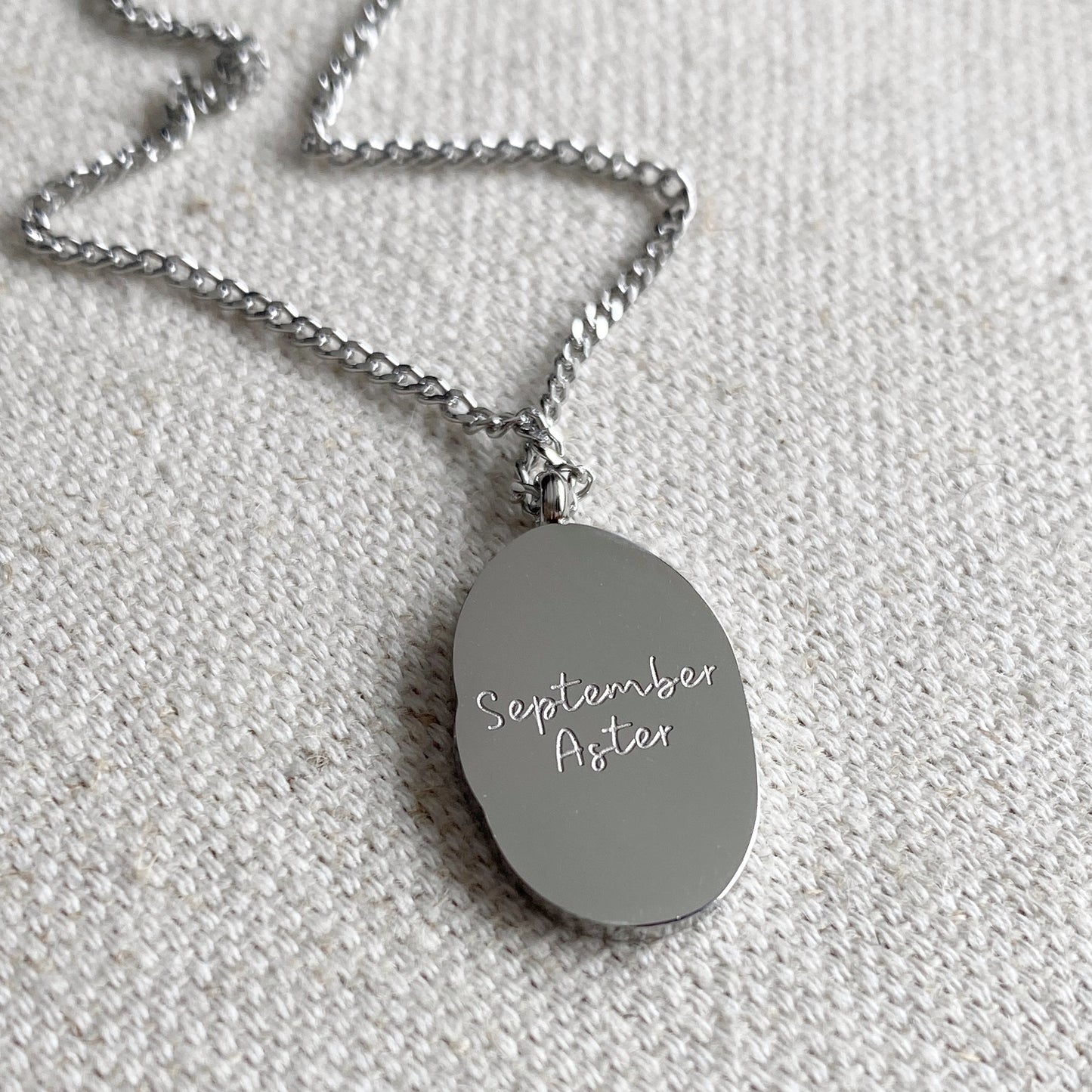 Birth Flower Necklace Silver Stainless Steel Waterproof Jewelry