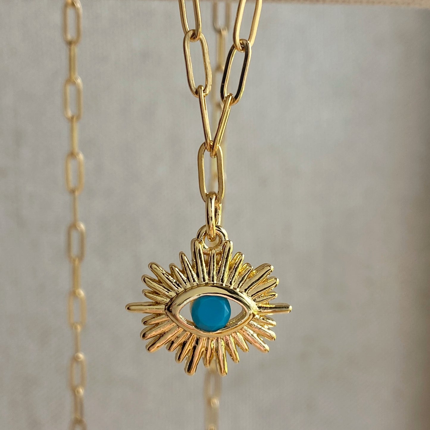 Eye Of Protection Gold Turquoise Evil Eye Dainty Paperclip Chain Jewelry