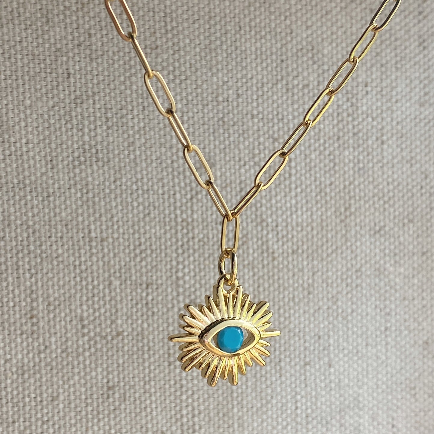 Eye Of Protection Gold Turquoise Evil Eye Dainty Paperclip Chain Jewelry