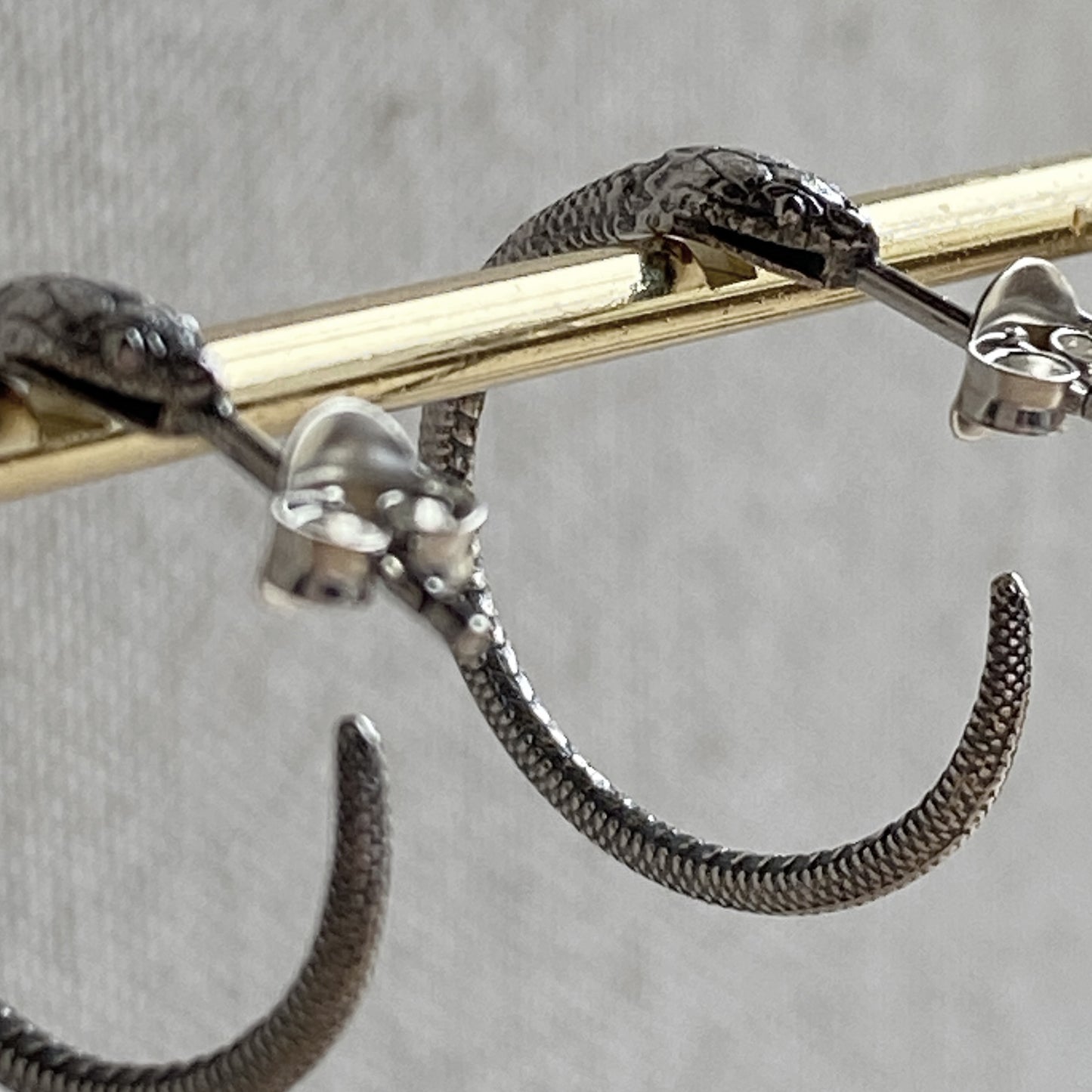 Snake Hoop Earrings Sterling Silver Studs Open Serpent
