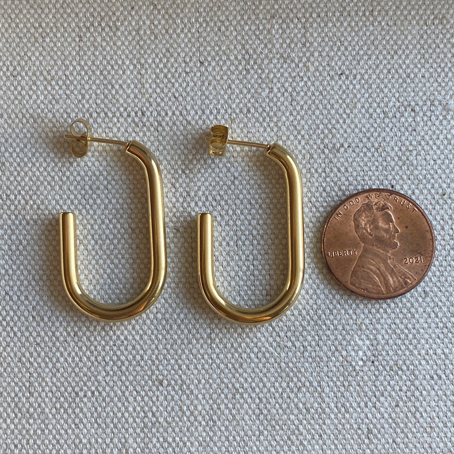 J Hoop Earrings Gold Stainless Steel Waterproof Hoops