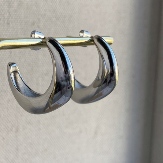 Chunky Hoop Earrings Stainless Steel Silver or Gold Waterproof Hoops