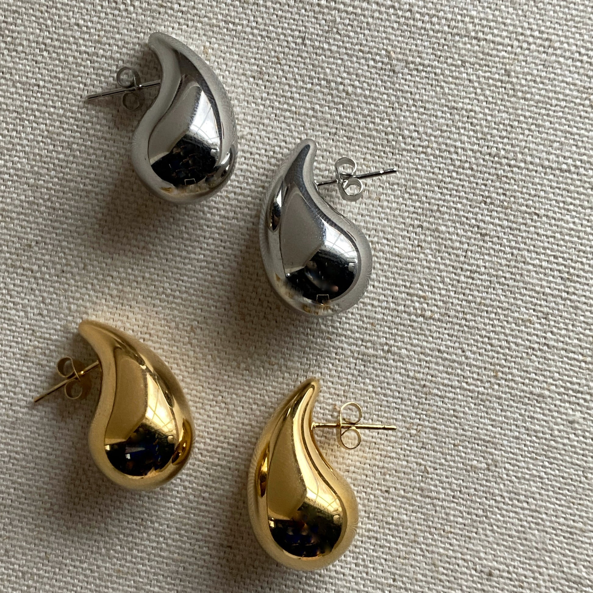 Chunky Teadrop Earrings Silver or Gold Stainless Steel – River Valley  Designs