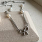 Bow & Pearl Silver Stainless Steel Necklace