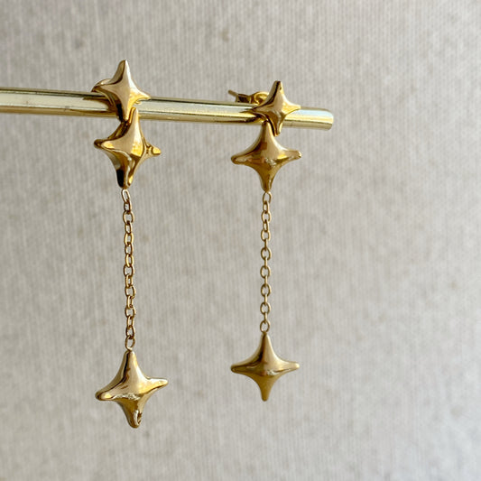 Gold Dangle Stud Earrings Star Stainless Steel Hypoallergenic