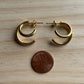 Double Gold Hoop Stud Earrings Stainless Steel