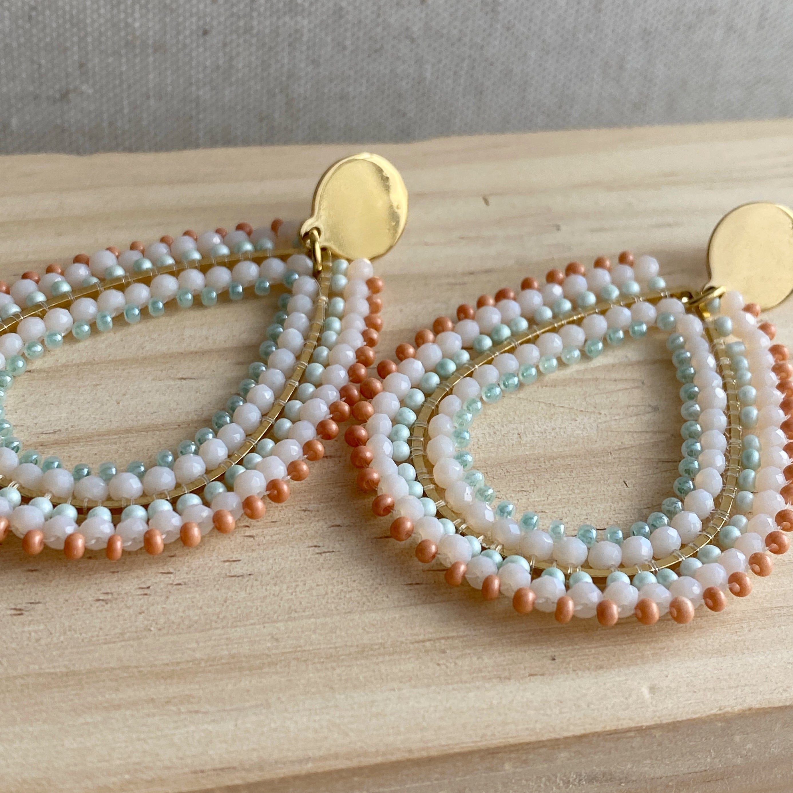 Golden shell and pearl shaped bead earrings - Copper Maiden Austin
