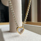 Gold Tennis Chain CZ Heart Necklace Stainless Steel Valentines Day