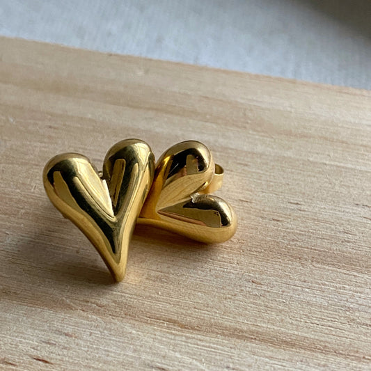 Heart Stud Earrings Stainless Steel Gold or Silver Hypoallergenic