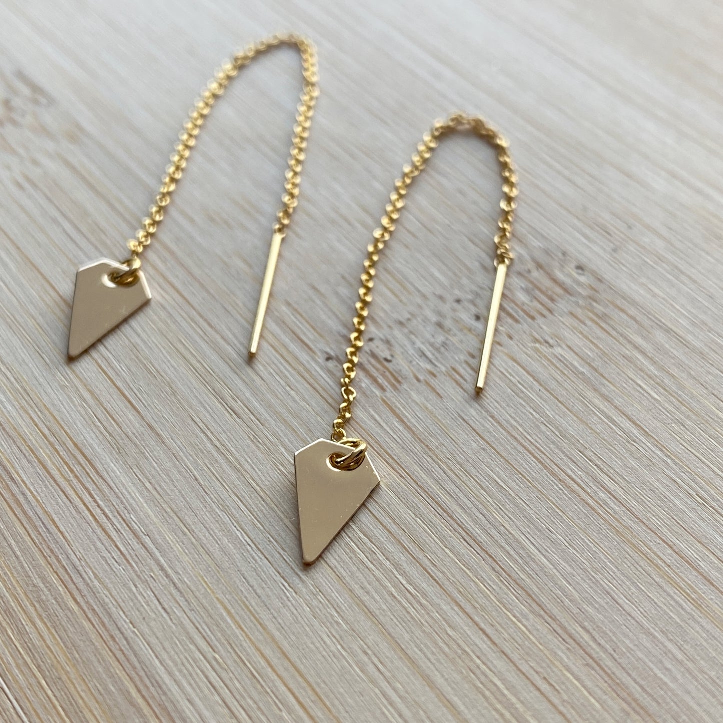 Gold Threader Earrings 14k GF Geometric Dangles