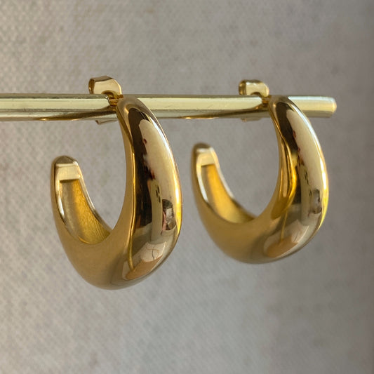 Chunky Hoop Earrings Stainless Steel Silver or Gold Waterproof Hoops