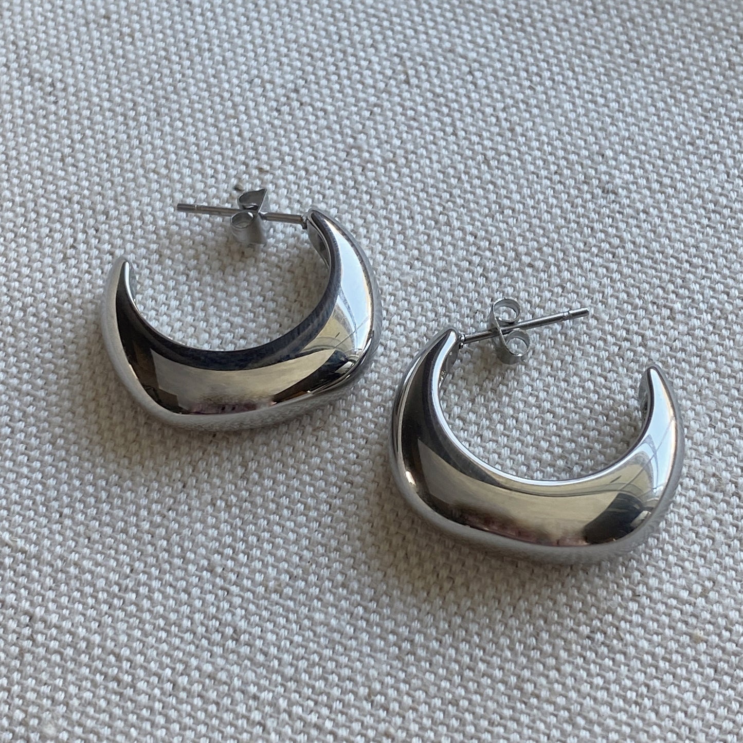 Chunky Hoop Earrings Stainless Steel Silver or Gold Waterproof Hoops