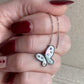 Butterfly Necklace Silver Mother Of Pearl CZ Stainless Steel Jewelry