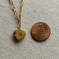 Gold Heart Necklace Stainless Steel Starburst CZ