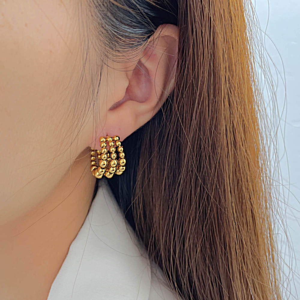 Buy Fida White Beads Gold Hoop Earring @ Best Price