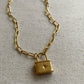 Gold Lock Necklace Stainless Steel Tarnish Free Jewelry