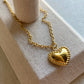 Gold Beaded Heart Necklace Stainless Steel Jewelry
