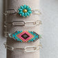 Beaded Bracelet Hand Woven Geometric Sterling Silver Paperclip Chain