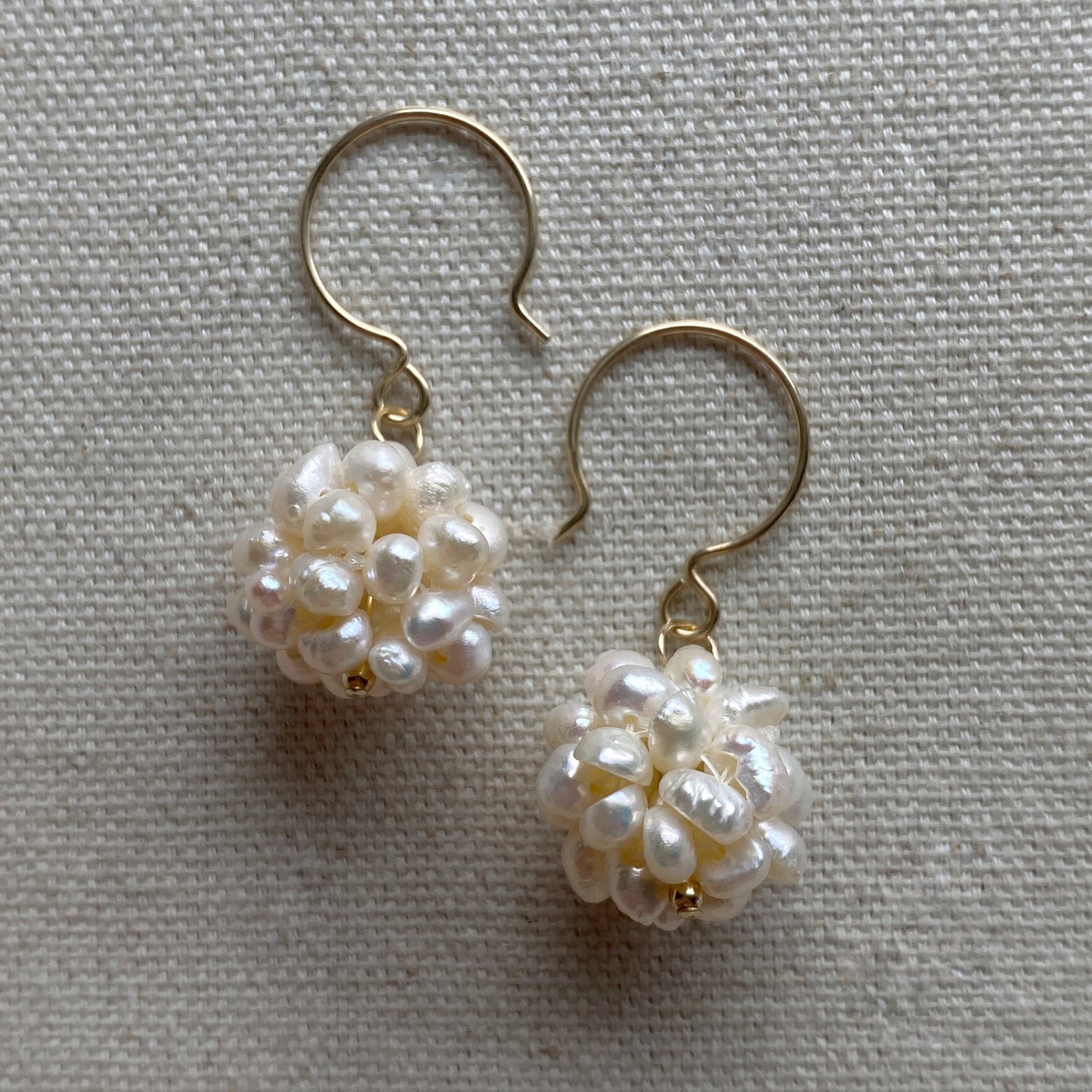 Pearl Cluster Earrings Freshwater Seed Pearls Hand Woven Silver or Gold Earring