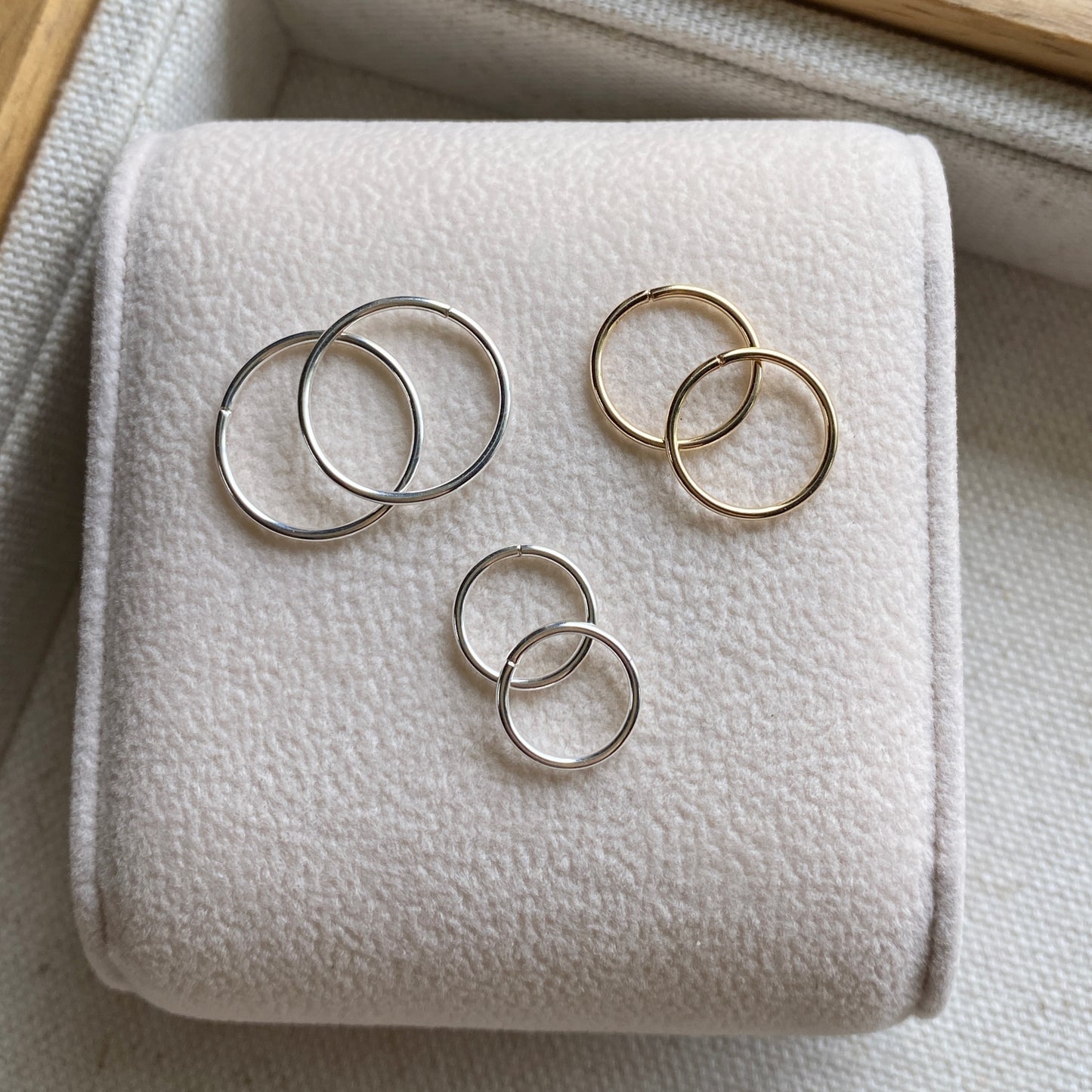 Sleeper Hoop Earrings Endless Hoops Sterling Silver or 14k Gold Filled Dainty Earrings