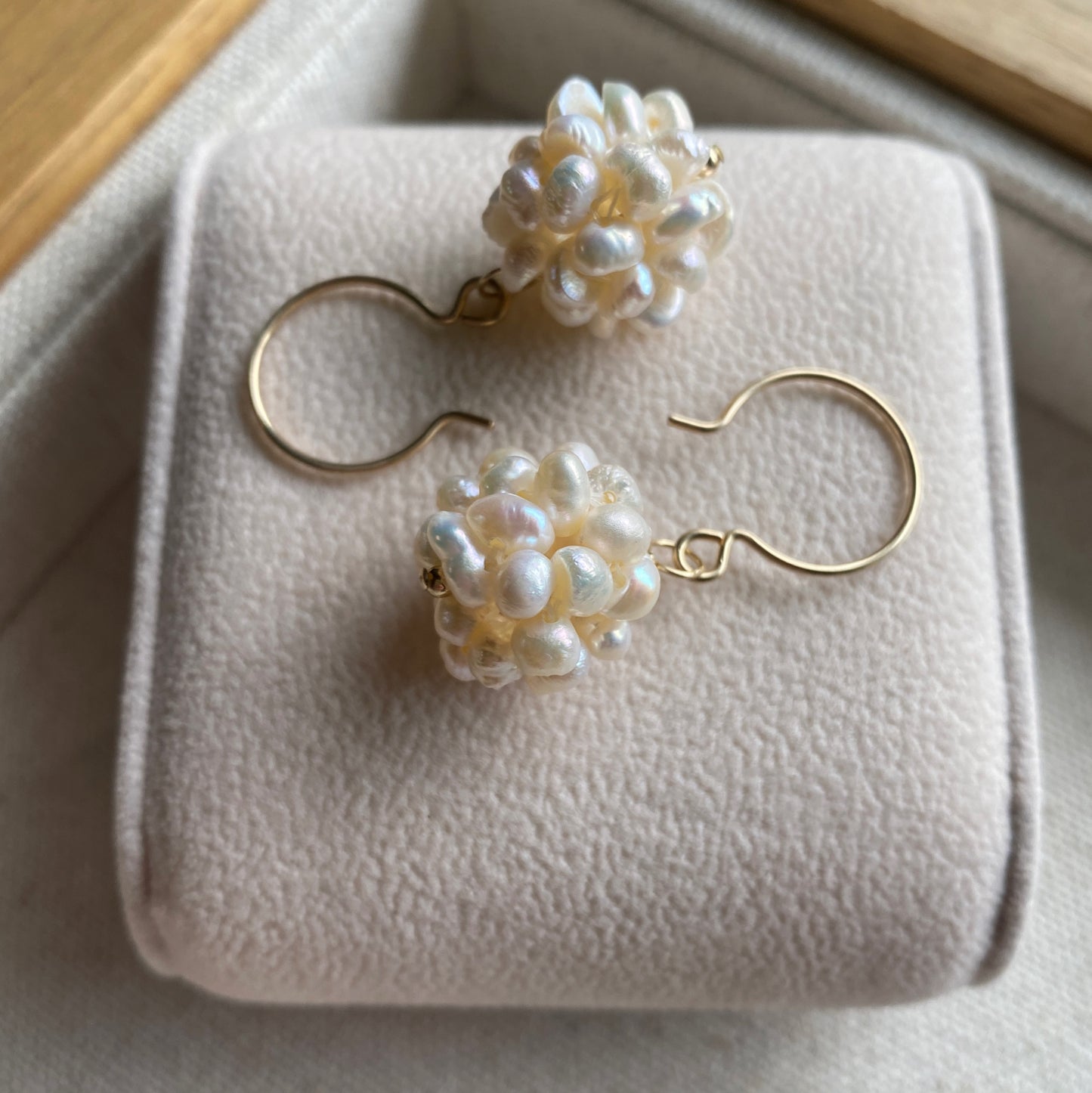 Pearl Cluster Earrings Freshwater Seed Pearls Hand Woven Silver or Gold Earring