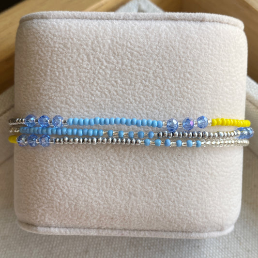 Blueberry Lemonade Seed Bead Adjustable 3 Strand Bracelet