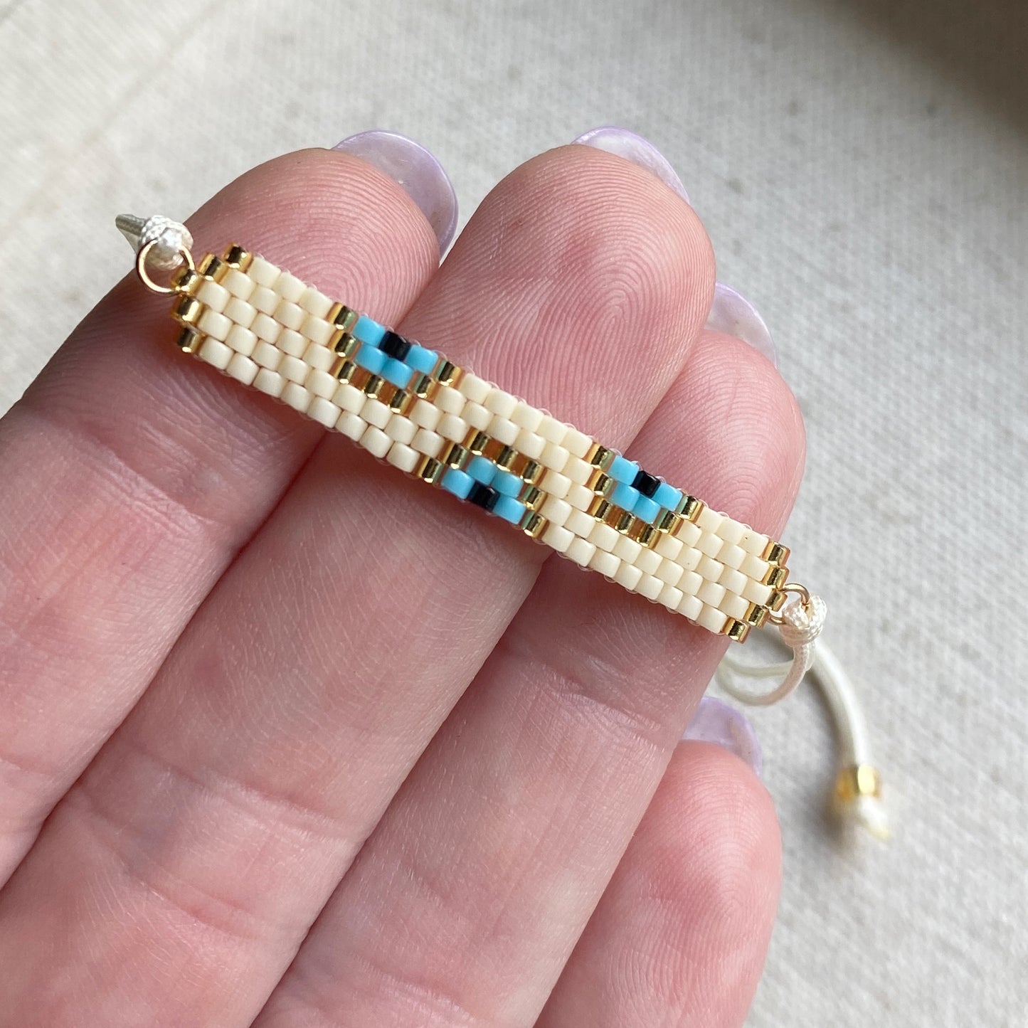 Evil Eye of Protection Beaded Seed Bead Adjustable Cord Bracelet