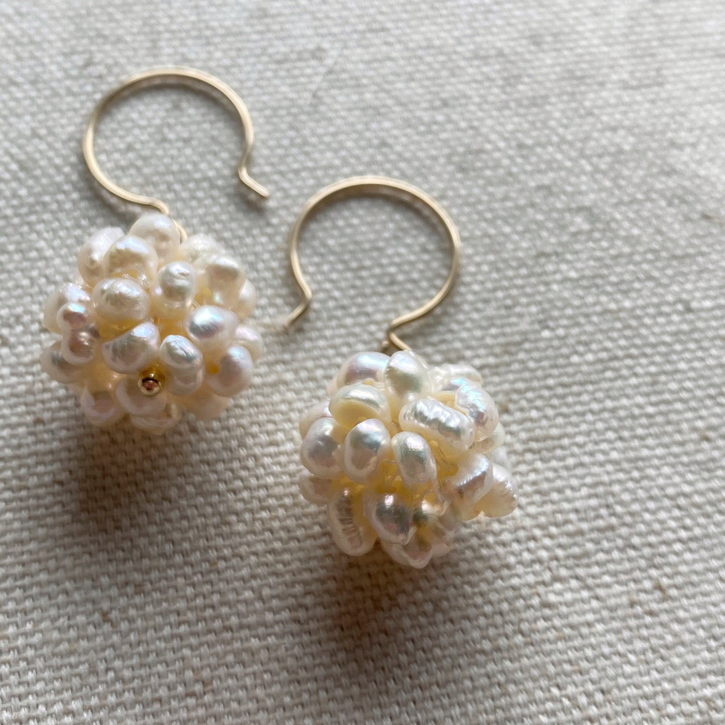 Pearl Cluster Earrings Freshwater Seed Pearls Hand Woven Silver or Gold Earring