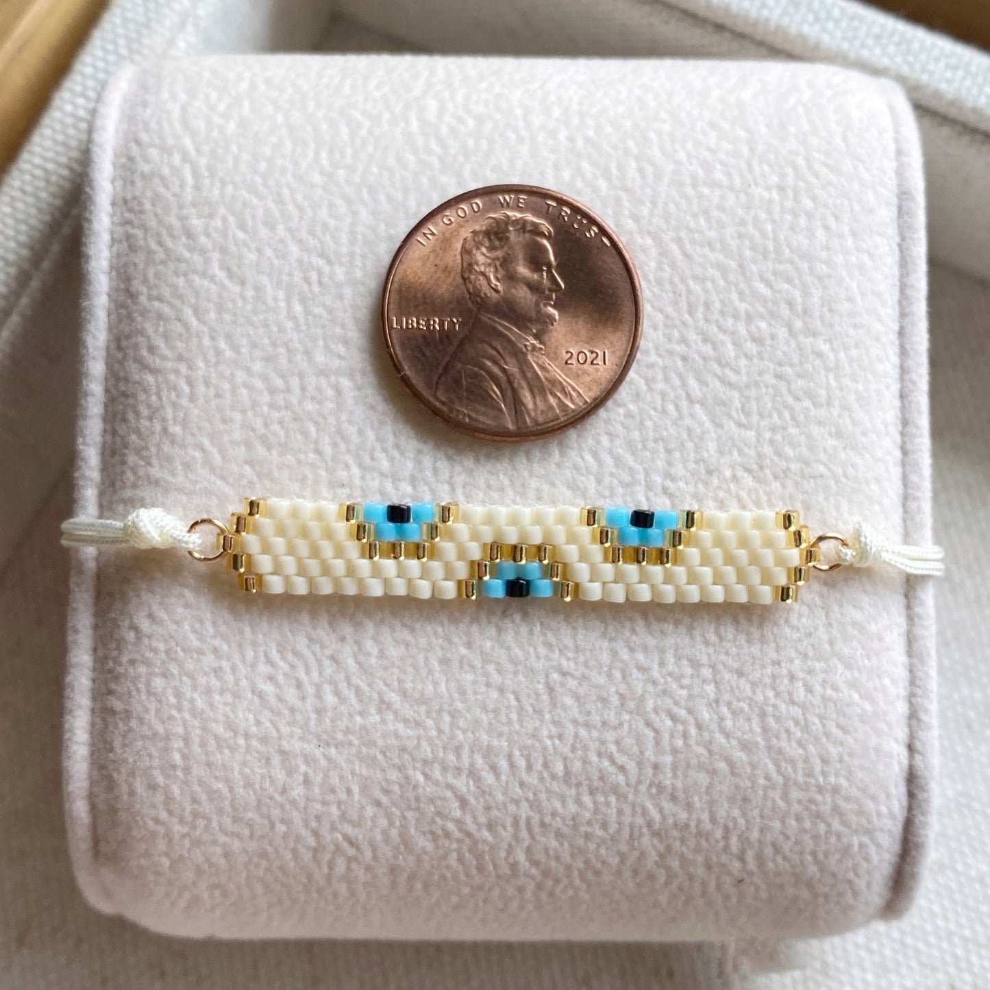 Evil Eye of Protection Beaded Seed Bead Adjustable Cord Bracelet