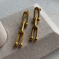 Horseshoe Chain Link Stud Earrings Gold Stainless Steel