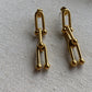 Horseshoe Chain Link Stud Earrings Gold Stainless Steel