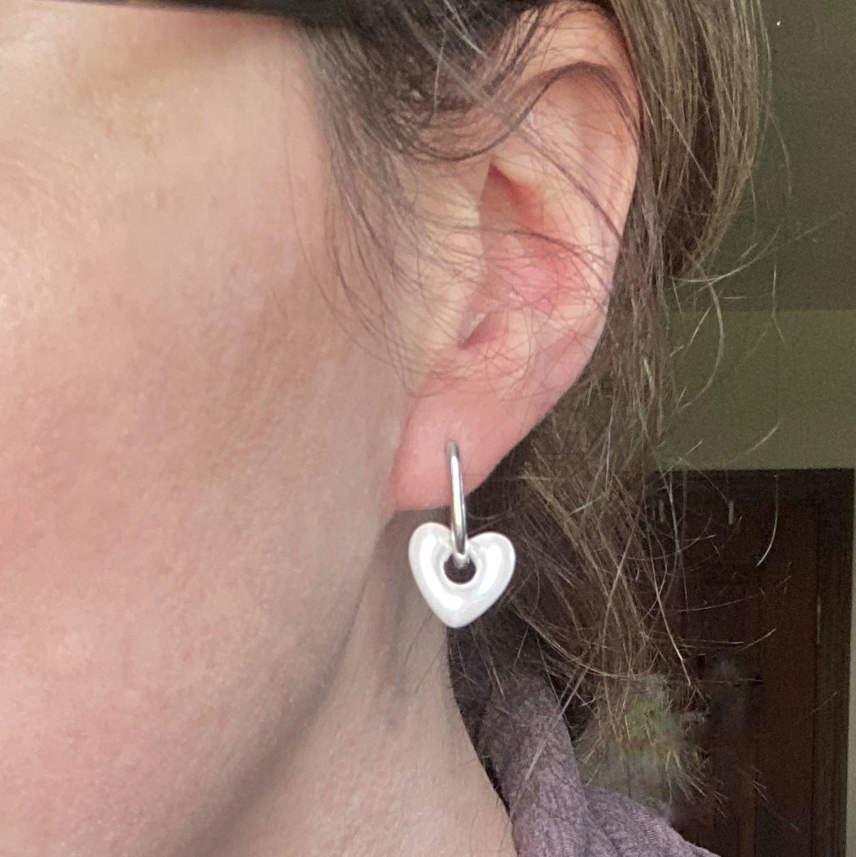 Hoop Earrings Stainless Steel Pearl Heart Rectangle Hoops
