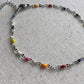 Silver Anklet Rainbow Colorful Dainty Lace Chain Stainless Steel Waterproof