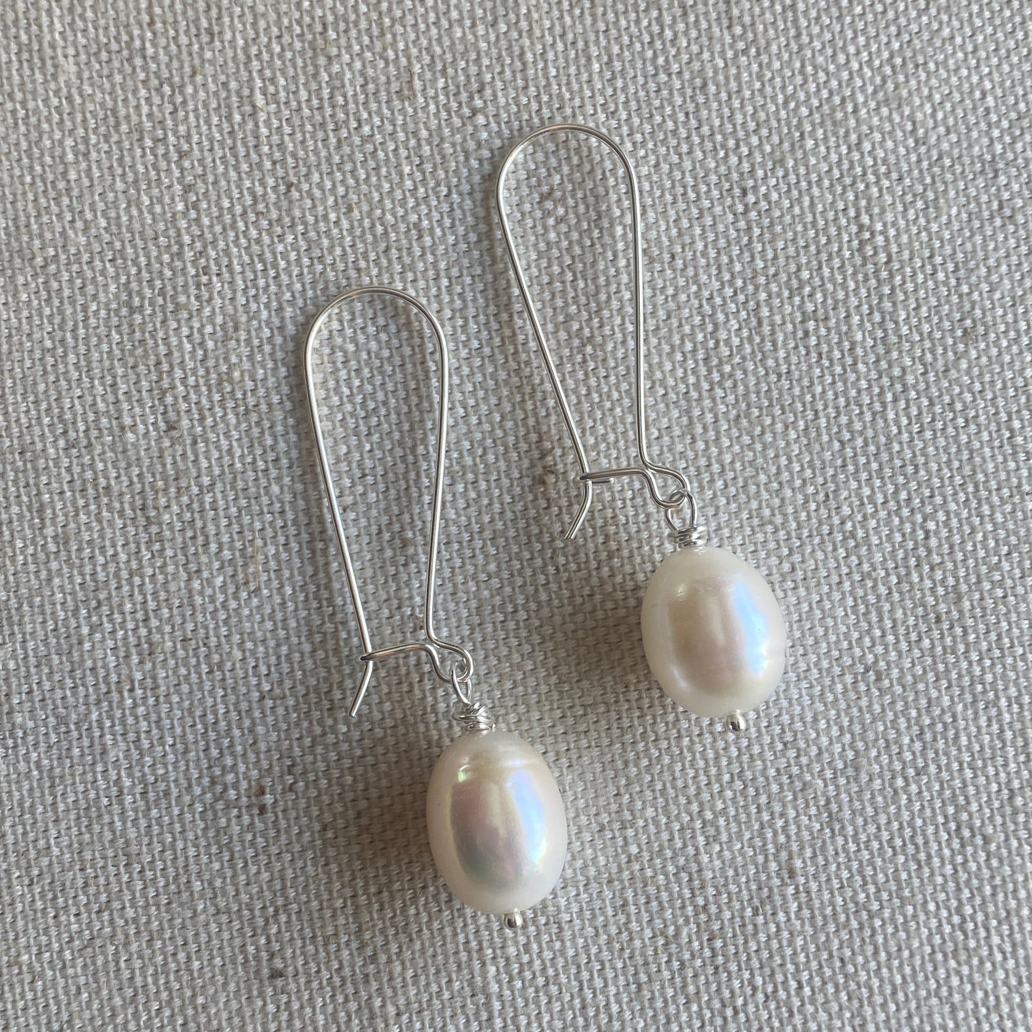 Large Pearl Sterling Silver Earrings