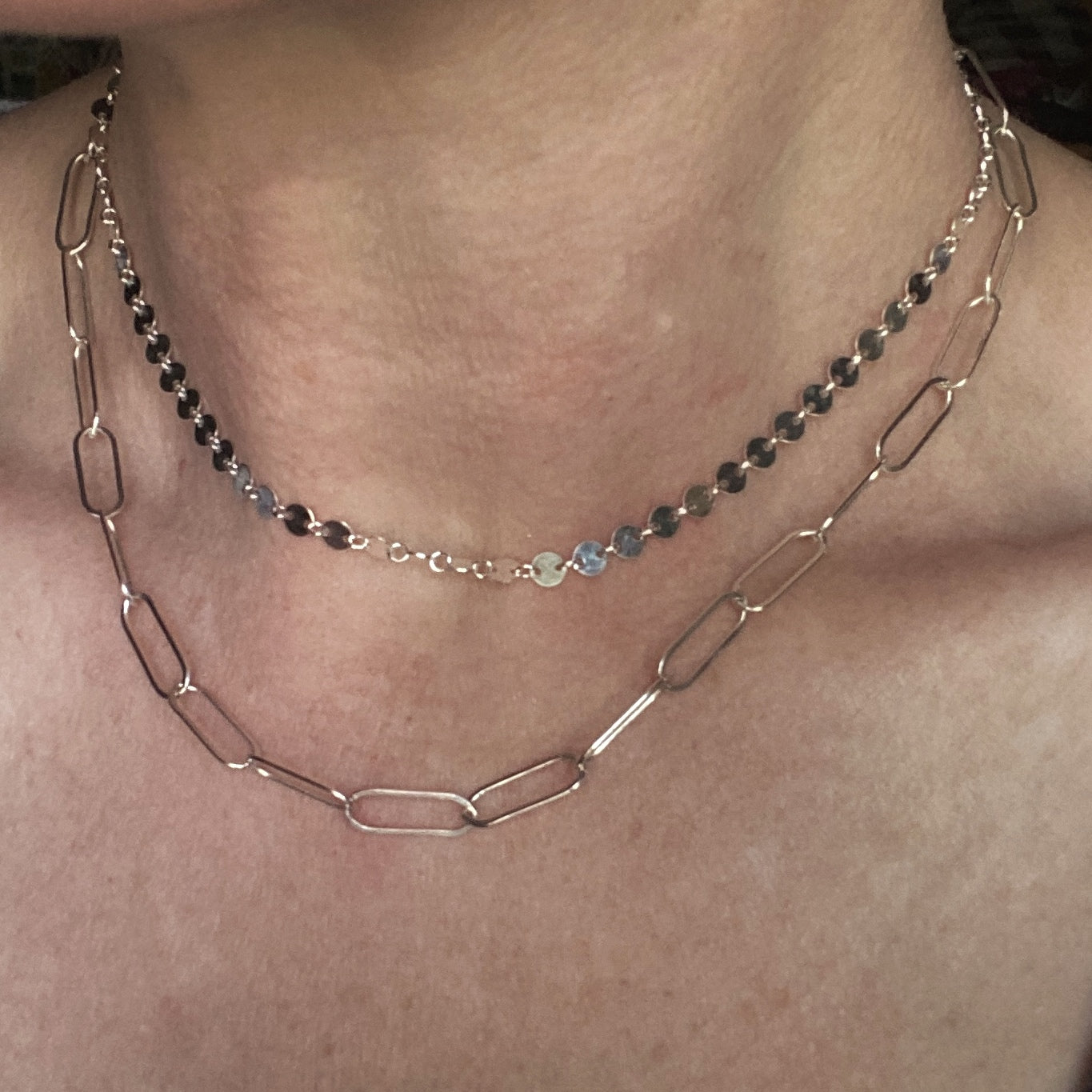 Sterling Silver Sequin Coin Disc Necklace