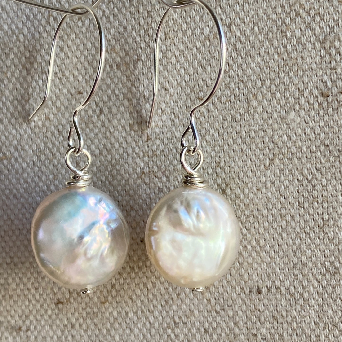 Coin Pearl Earrings Sterling Silver Freshwater Pearl Every Day Jewelry