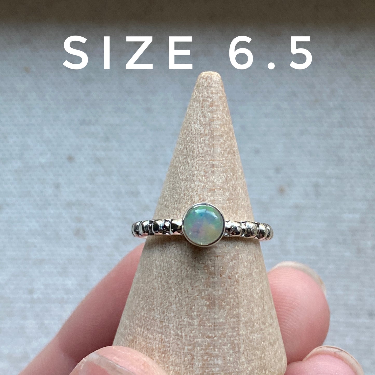 Opal Stacking Ring 5mm Natural Opal + Sterling Silver Rings