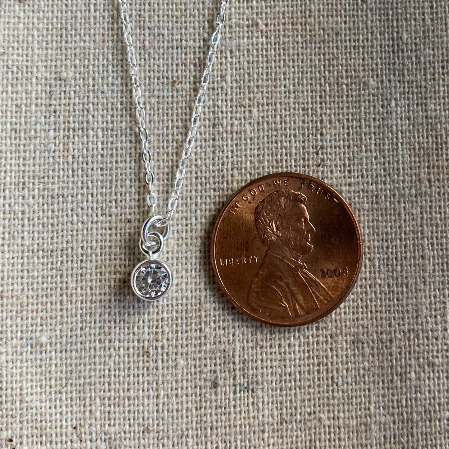 Dainty CZ Bezel Set Sterling Silver Necklace
