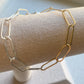Half And Half Silver & Gold Paperclip Chain Link Bracelet Adjustable