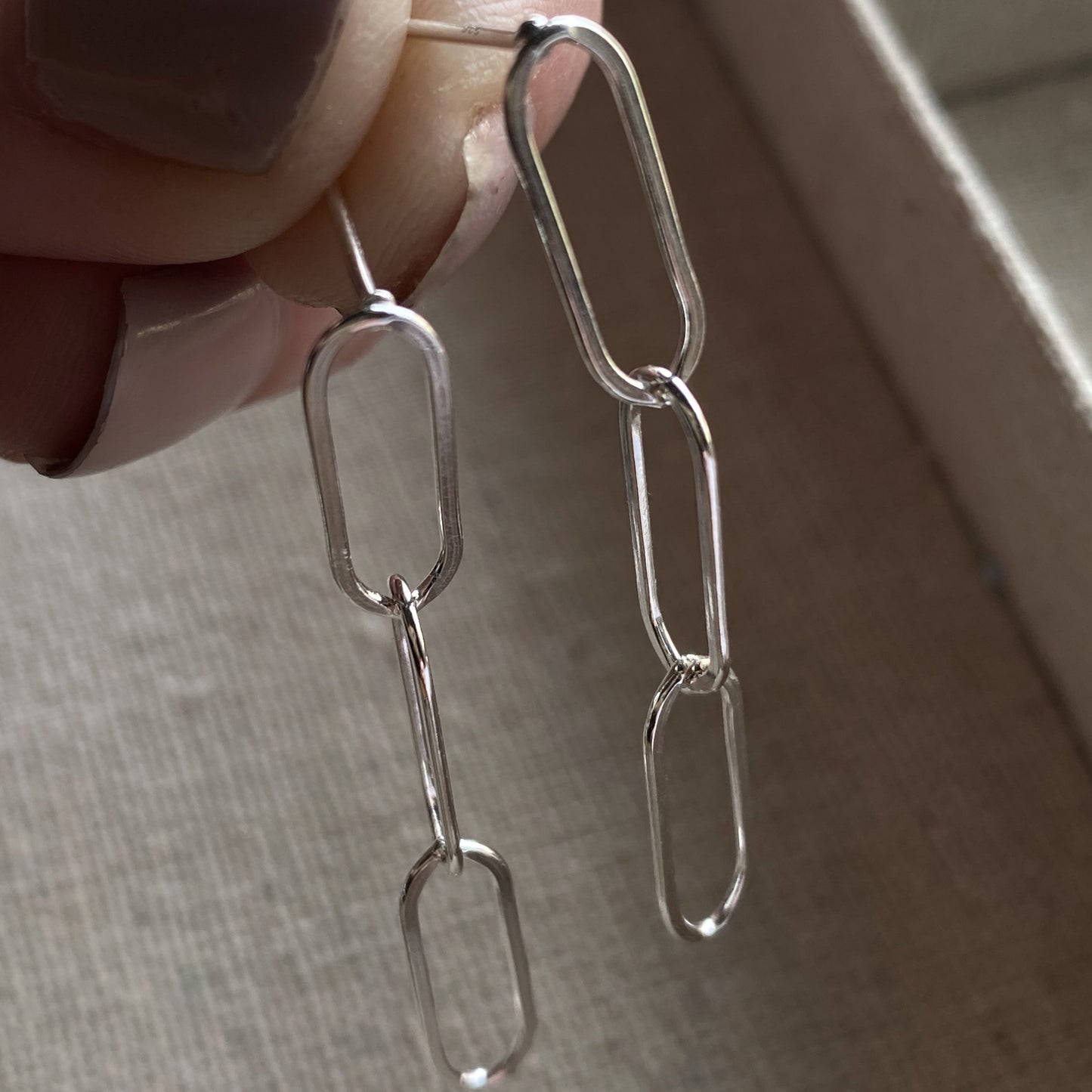 Silver Paperclip Earrings Sterling Silver