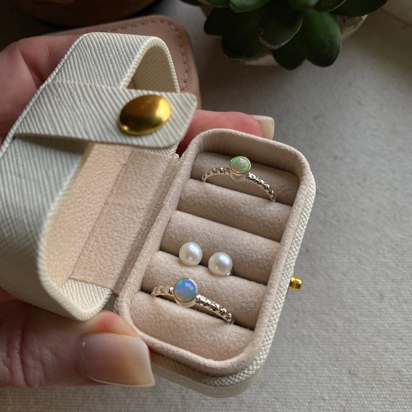 Purse Jewelry Organizer Tiny Travel Jewelry Box Blush or Ivory Organization