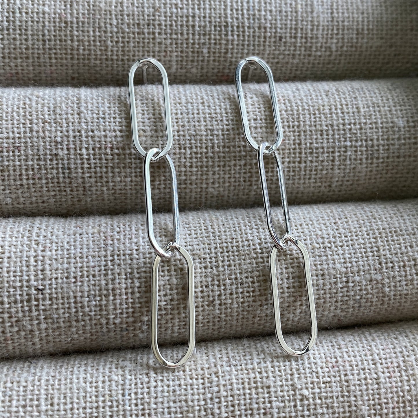 Silver Paperclip Earrings Sterling Silver