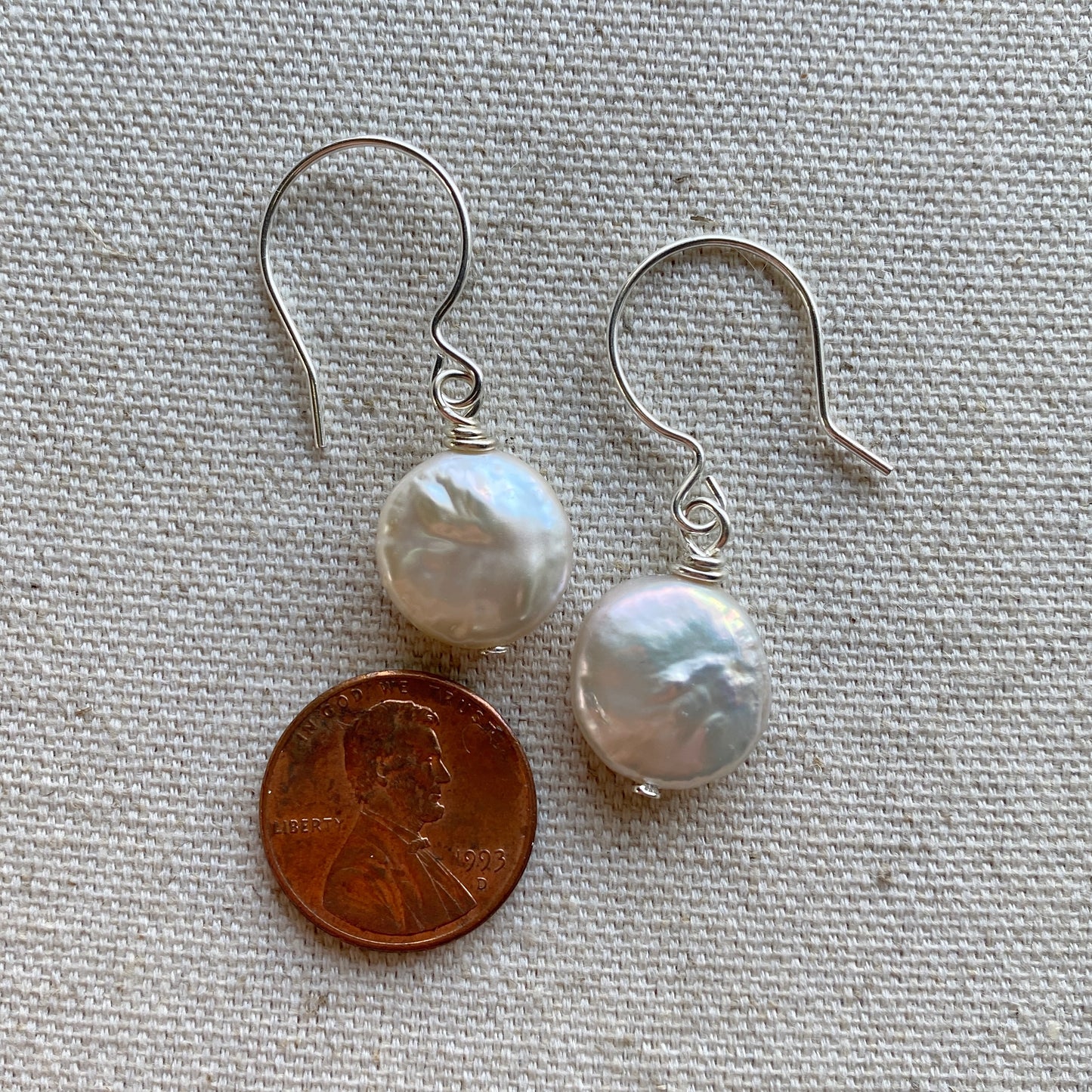 Coin Pearl Earrings Sterling Silver Freshwater Pearl Every Day Jewelry