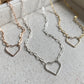 Heart Paperclip Chain Necklace Sterling Silver Gold or Rose Gold Filled Floating Heart Layering Jewelry